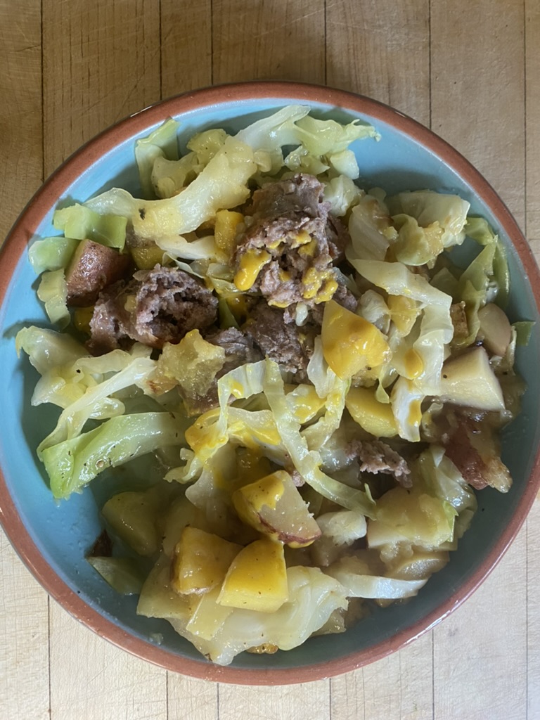 Sausage, Cabbage, Apple, and Potato Skillet Anavery Fine Foods